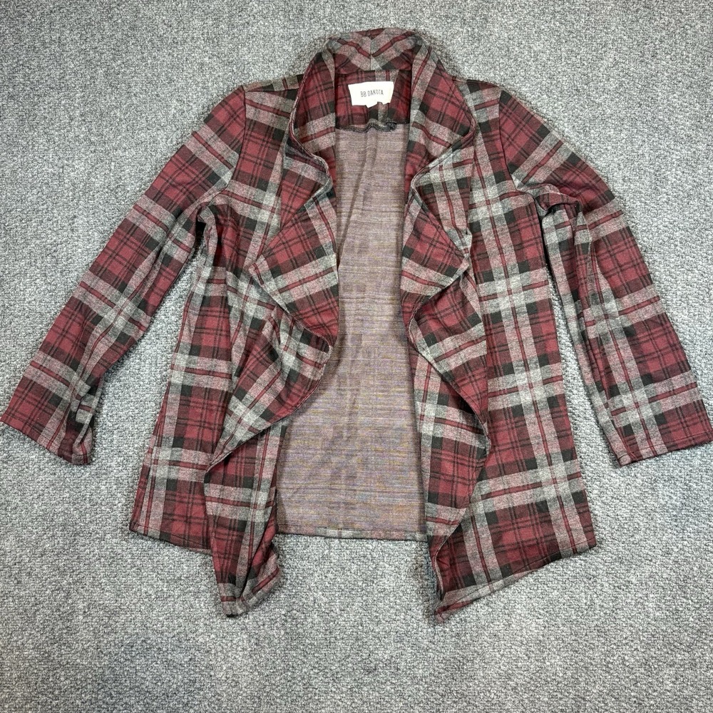BB Dakota Poncho Cardigan Womens L Plaid Long Sleeve Open Front